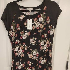 Baseball Sleeve, Floral Print Tunic